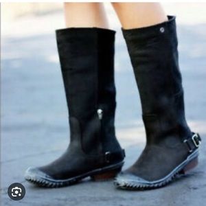 Sorel Slimboot Black Leather Tall Knee High Boots Women’s size 8.5